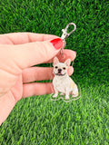 Frenchie Cream Pied French Bulldog Keychain