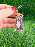 Staffy Staffordshire Blue and White Dog Keychain