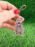 Staffy Staffordshire Blue Dog Keychain