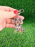 Short Haired Dachshund Dapple Dog Breed Keychain