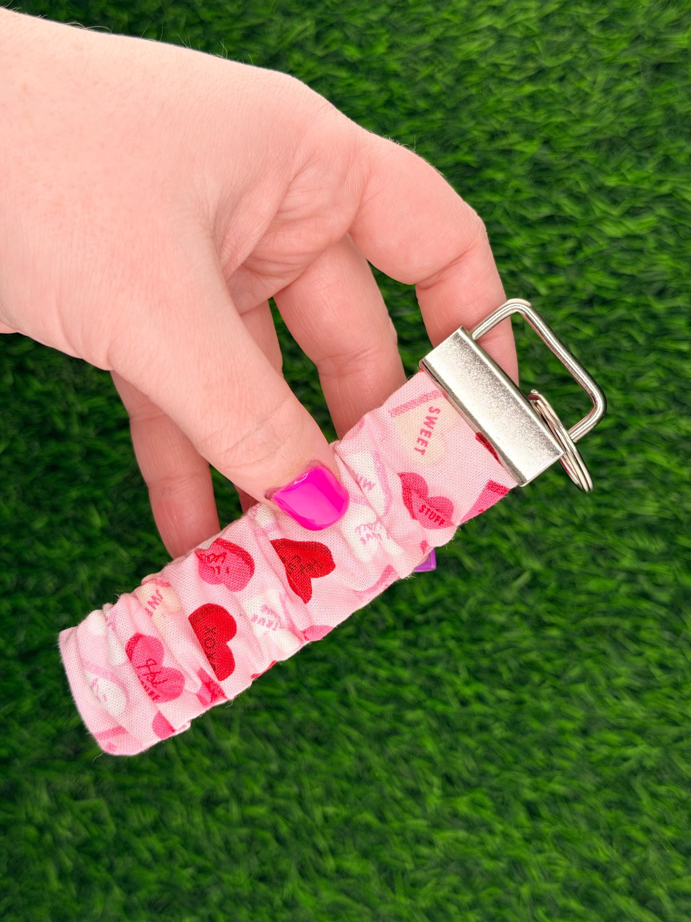 Pink conversation Hearts Scrunchie Wristlet