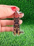 German Shepherd Dark Sable Dog Keychain