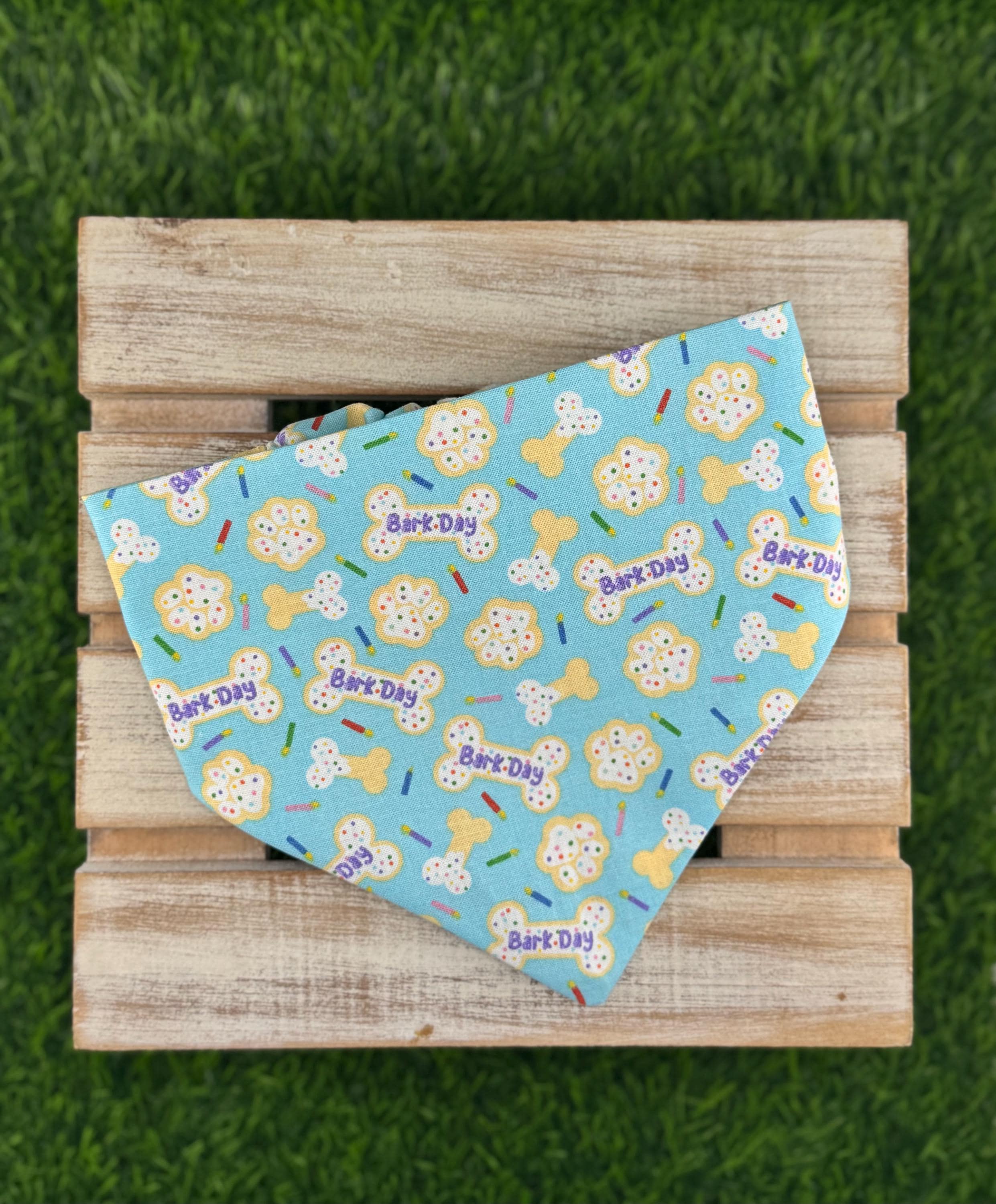 Happy Barkday Scrunchie  Dog Bandana