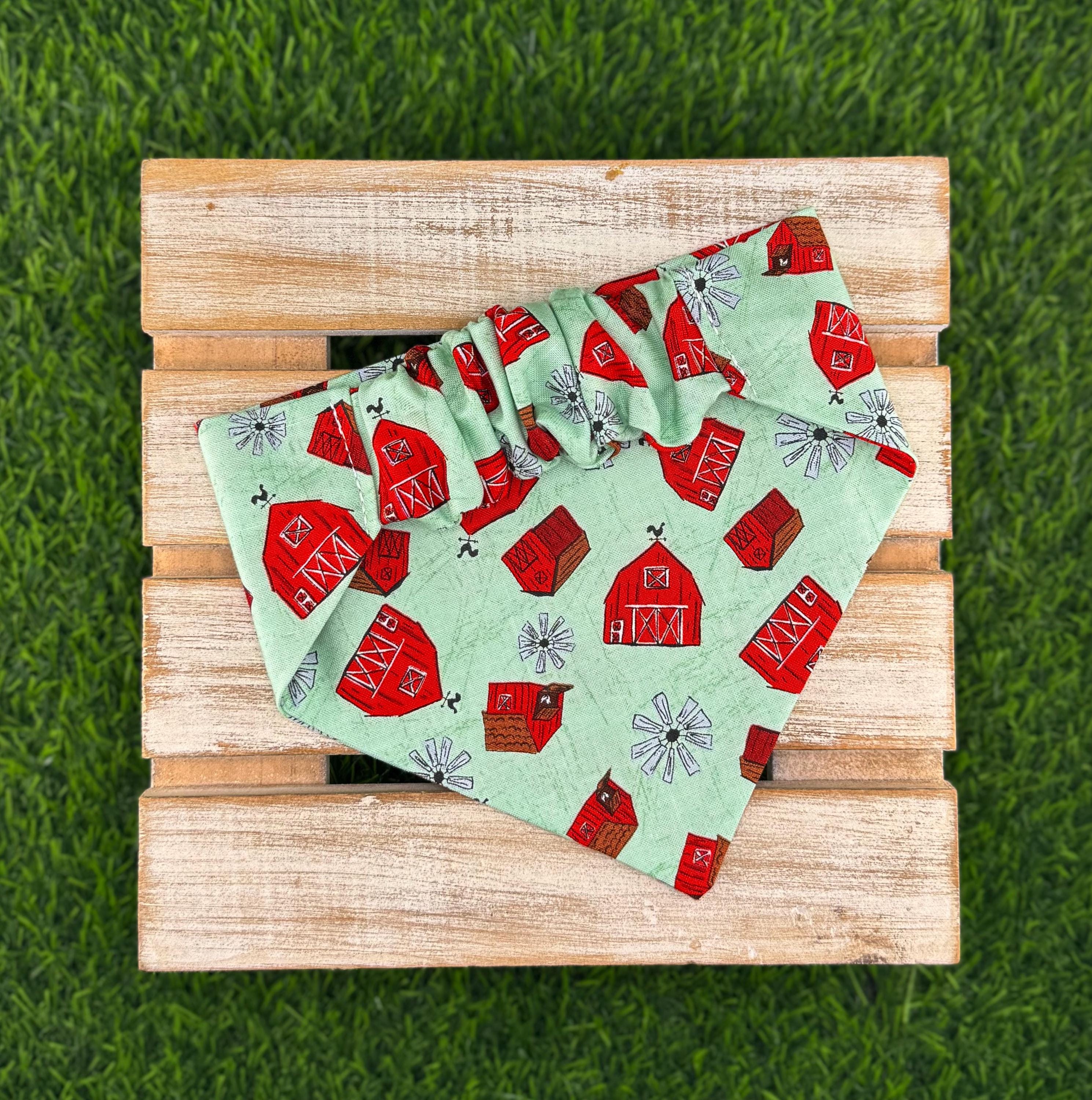 Red Barn Scrunchie Dog Bandana
