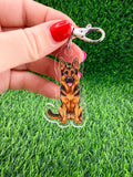 German Shepherd Black and Red Dog Keychain