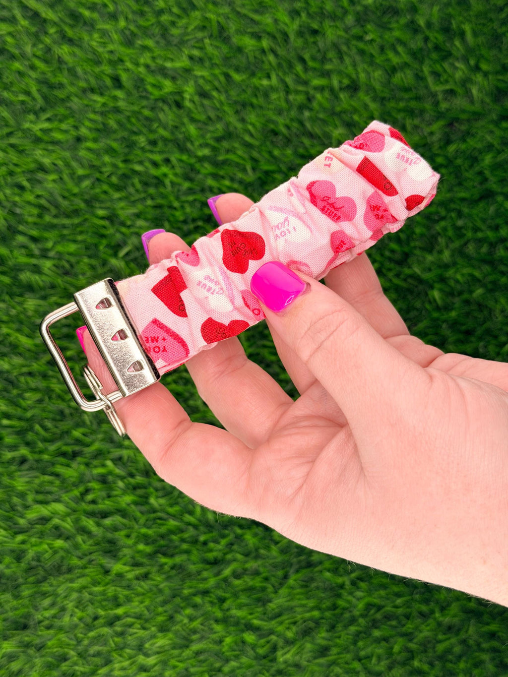 Pink conversation Hearts Scrunchie Wristlet