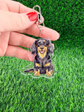 Long Haired Dachshund Black Tan Dog Breed Keychain