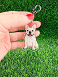 Frenchie White French Bulldog Keychain