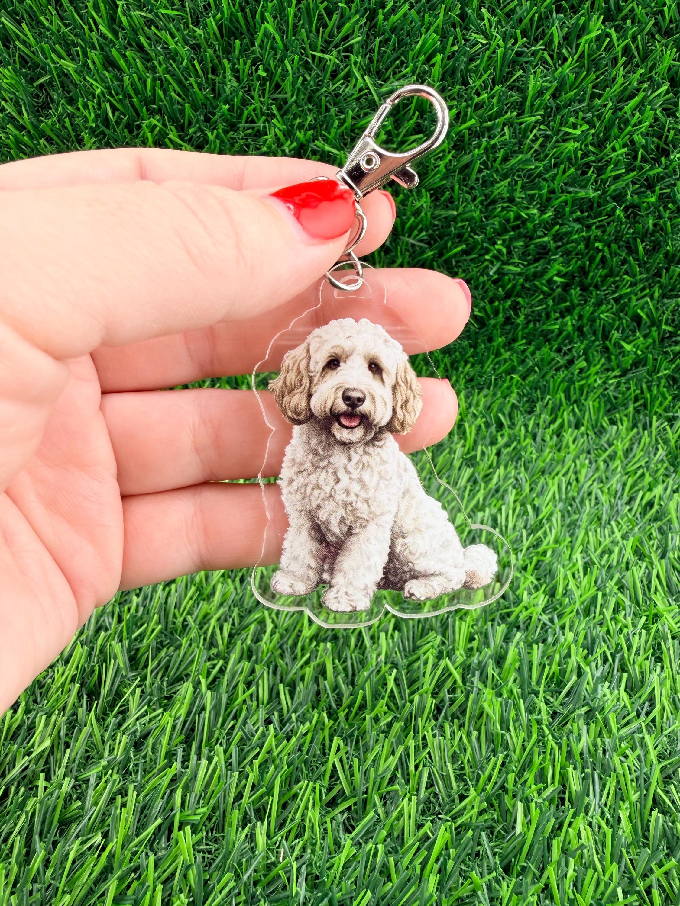 Doodle White Cream Dog Keychain