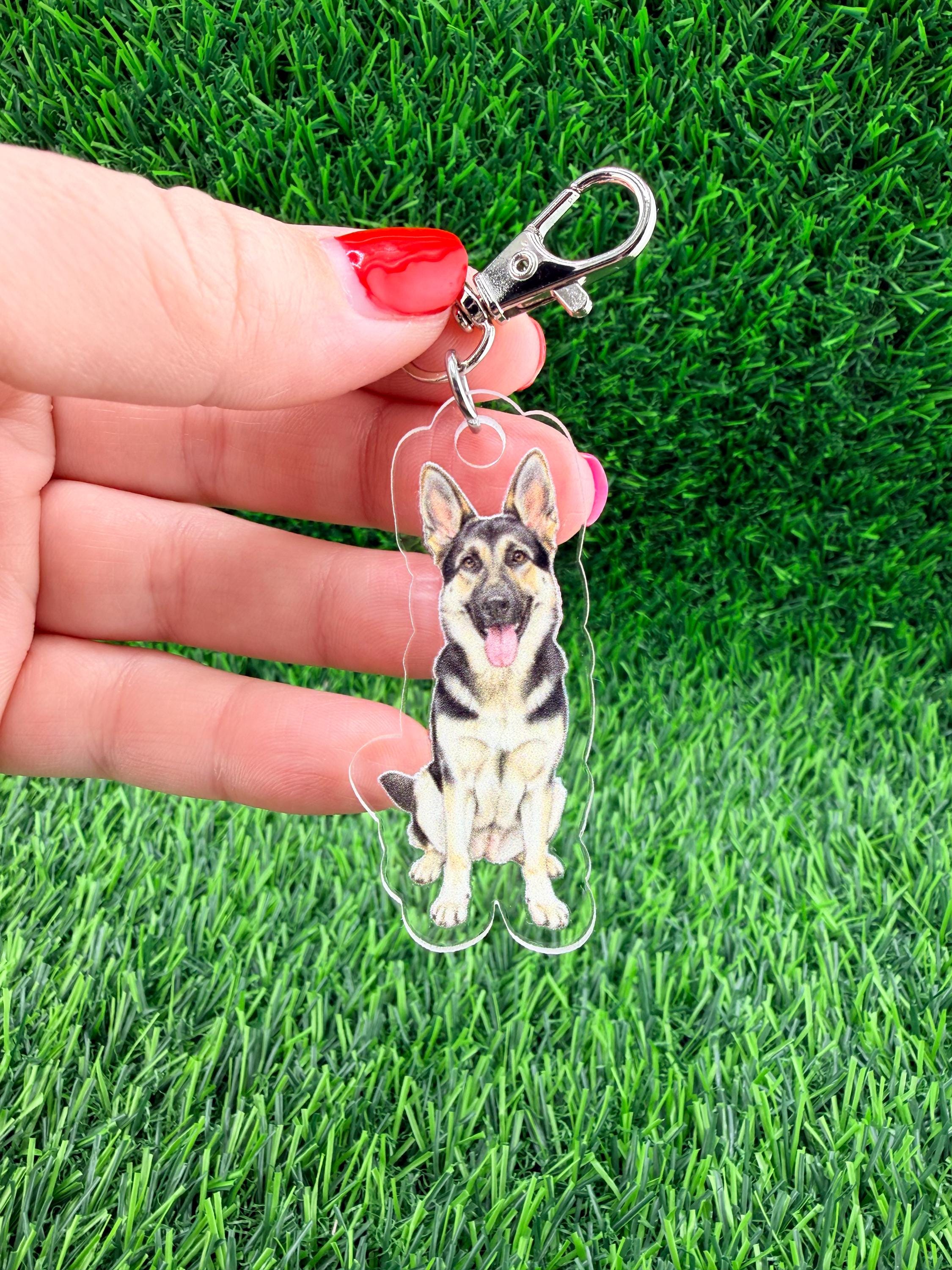 German Shepherd Black and Cream Dog Keychain