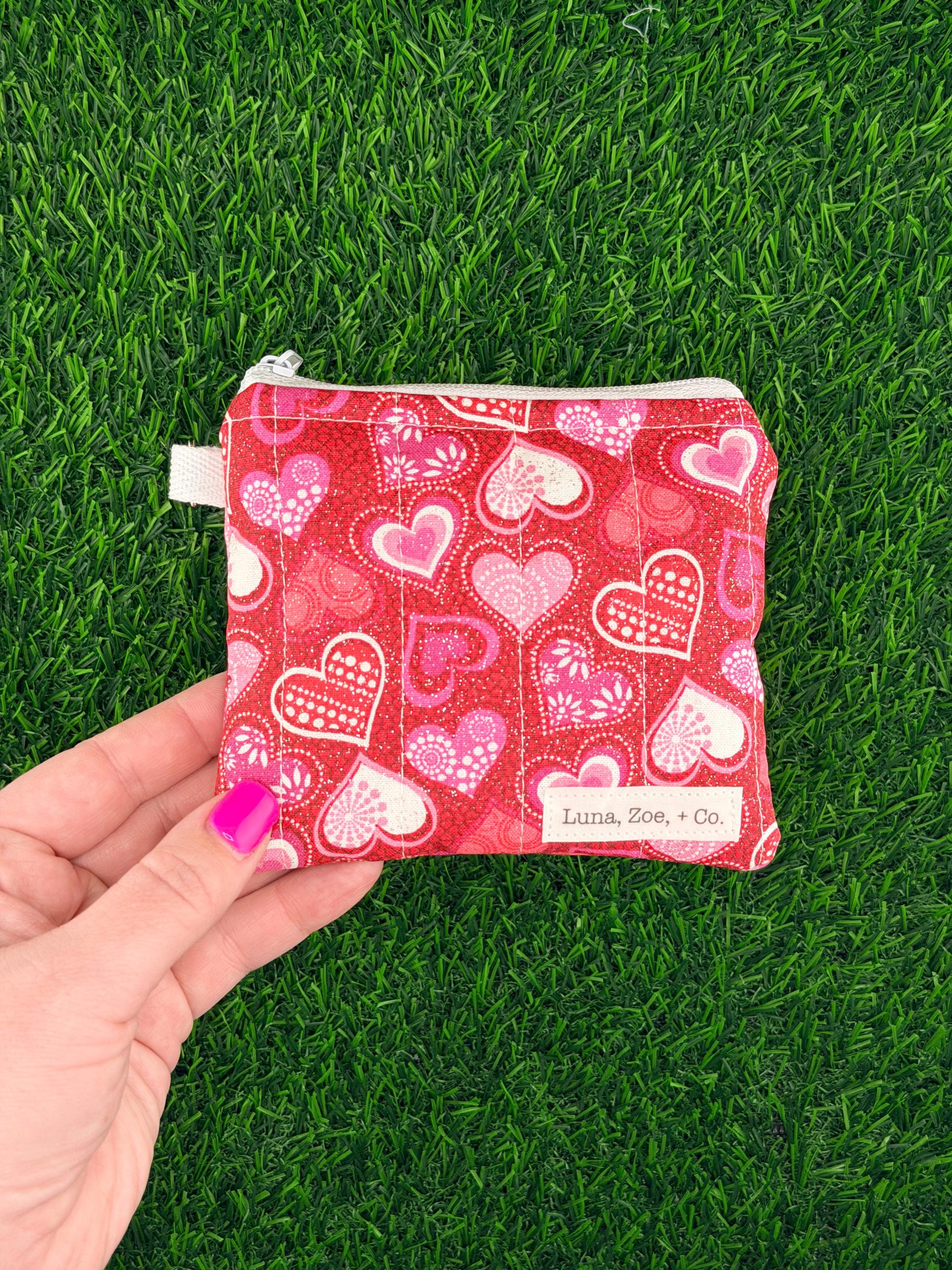Glitter Dot Hearts Quilted Wallet