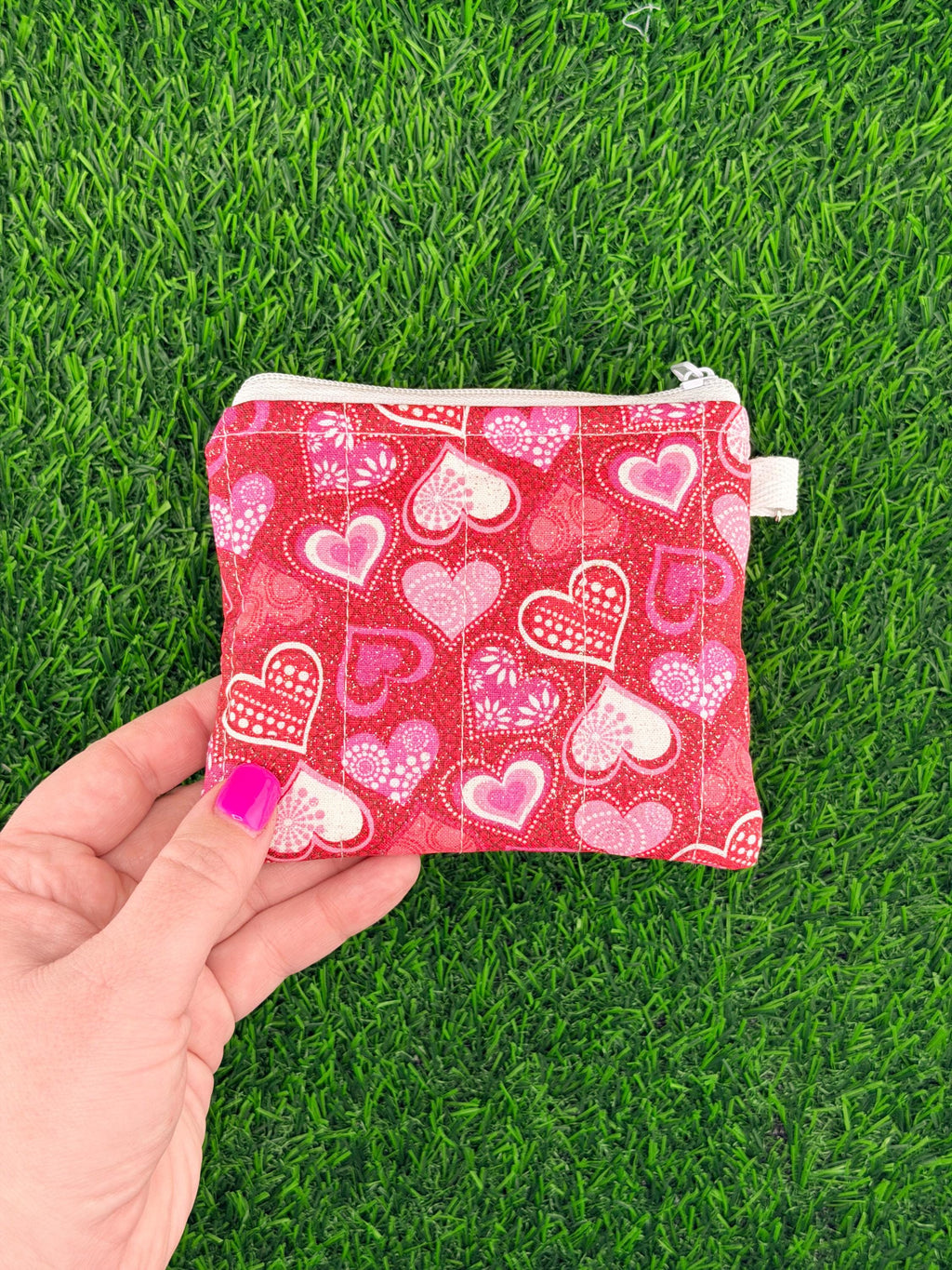 Glitter Dot Hearts Quilted Wallet
