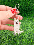 German Shepherd White Dog Keychain