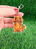 Long Hair Dachshund Red Dog Breed Keychain