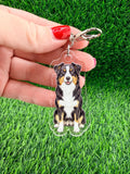Australian Shepherd Black Bi Dog Breed Keychain