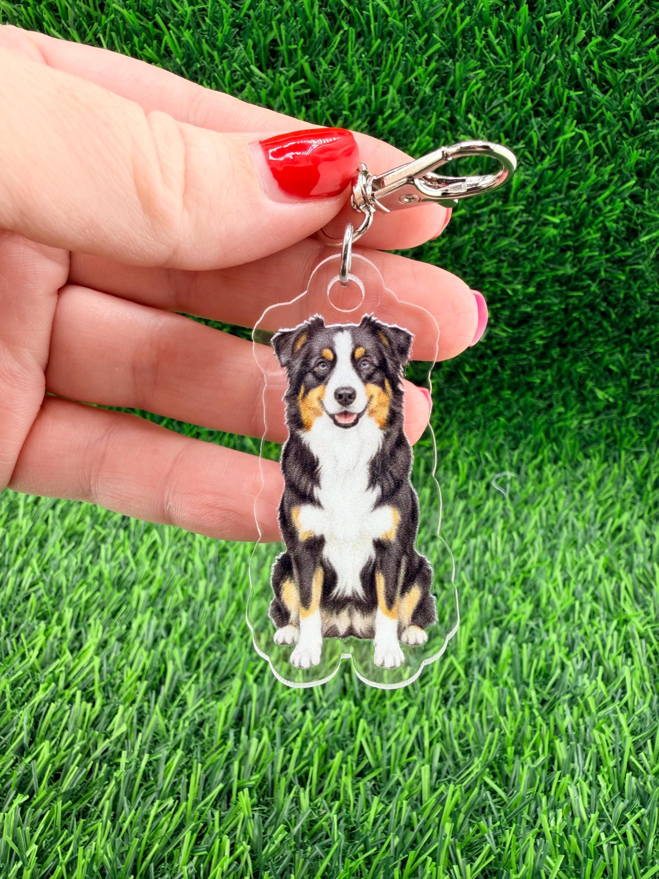 Australian Shepherd Black Bi Dog Breed Keychain