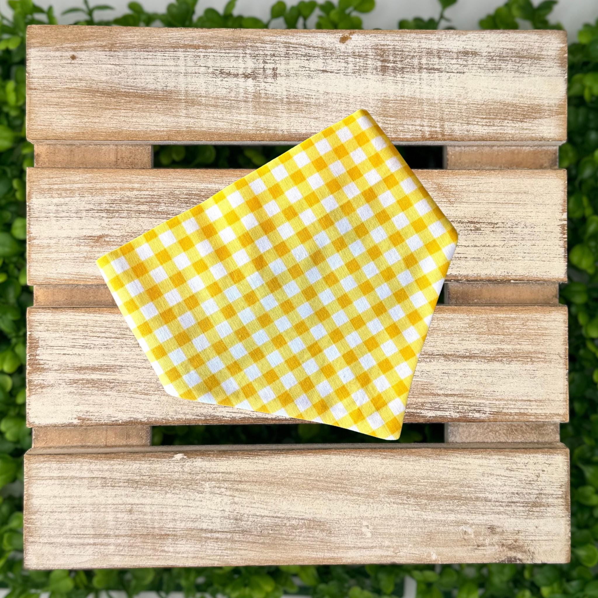 Yellow Gingham Scrunchie Dog Bandana