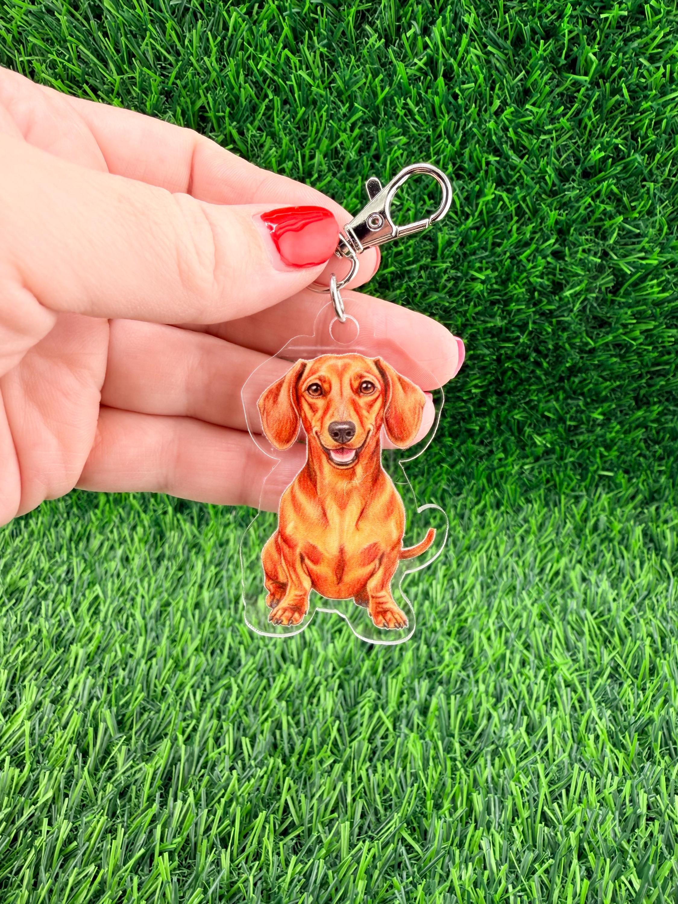 Short Haired Dachshund Red Dog Breed Keychain