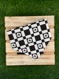 Black and White Flower Checkered Scrunchie Dog Bandana