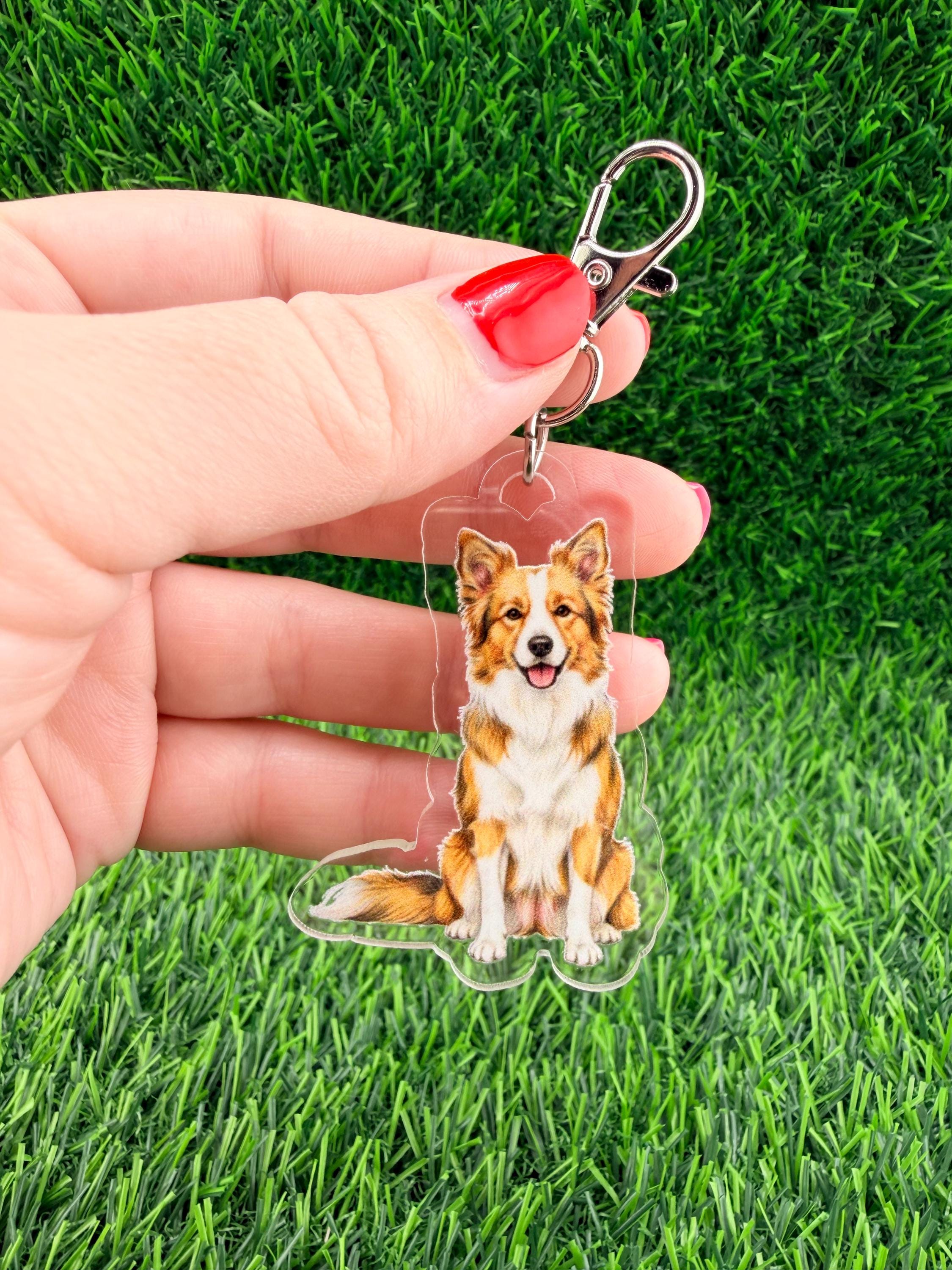 Border Collie Sable White Keychain