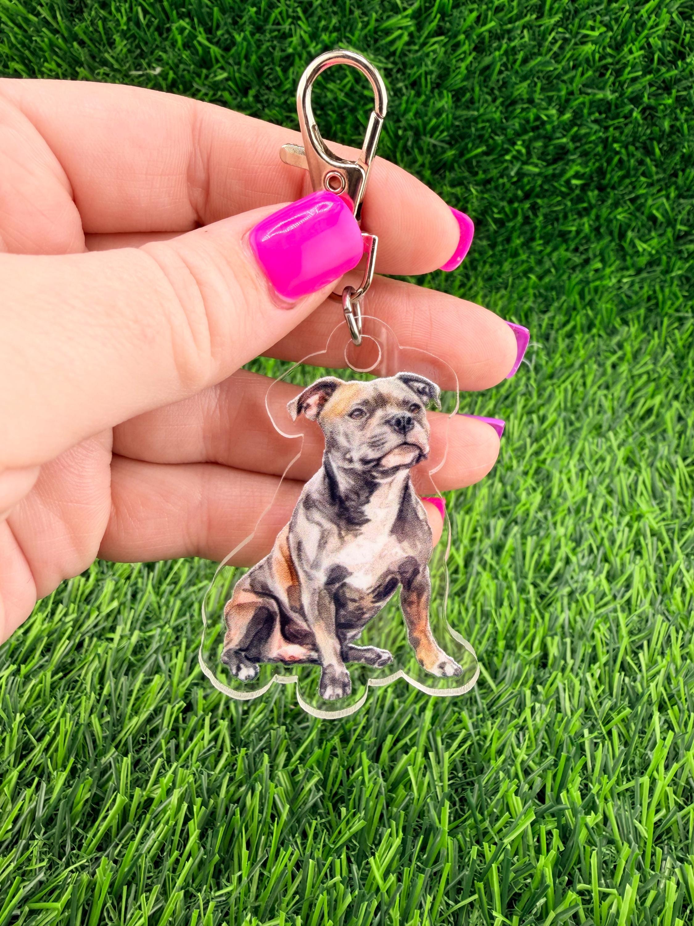 English Staffordshire Terrier Dog Keychain