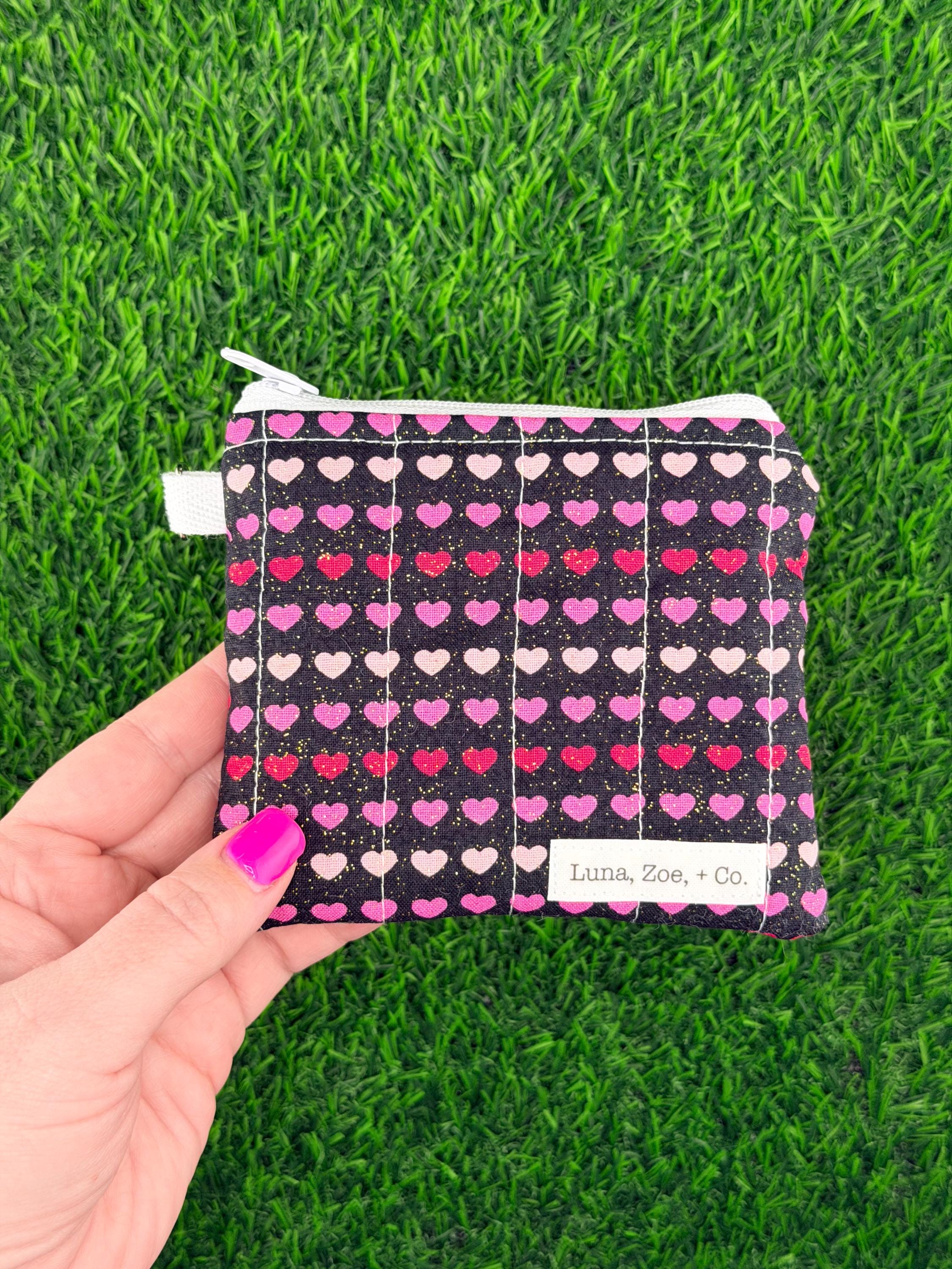 Colorful Glitter Hearts Quilted Wallet