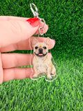 Frenchie Light Fawn French Bulldog Keychain