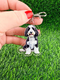 Doodle White and Black Dog Keychain