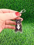 Staffy Staffordshire Black and White Dog Keychain