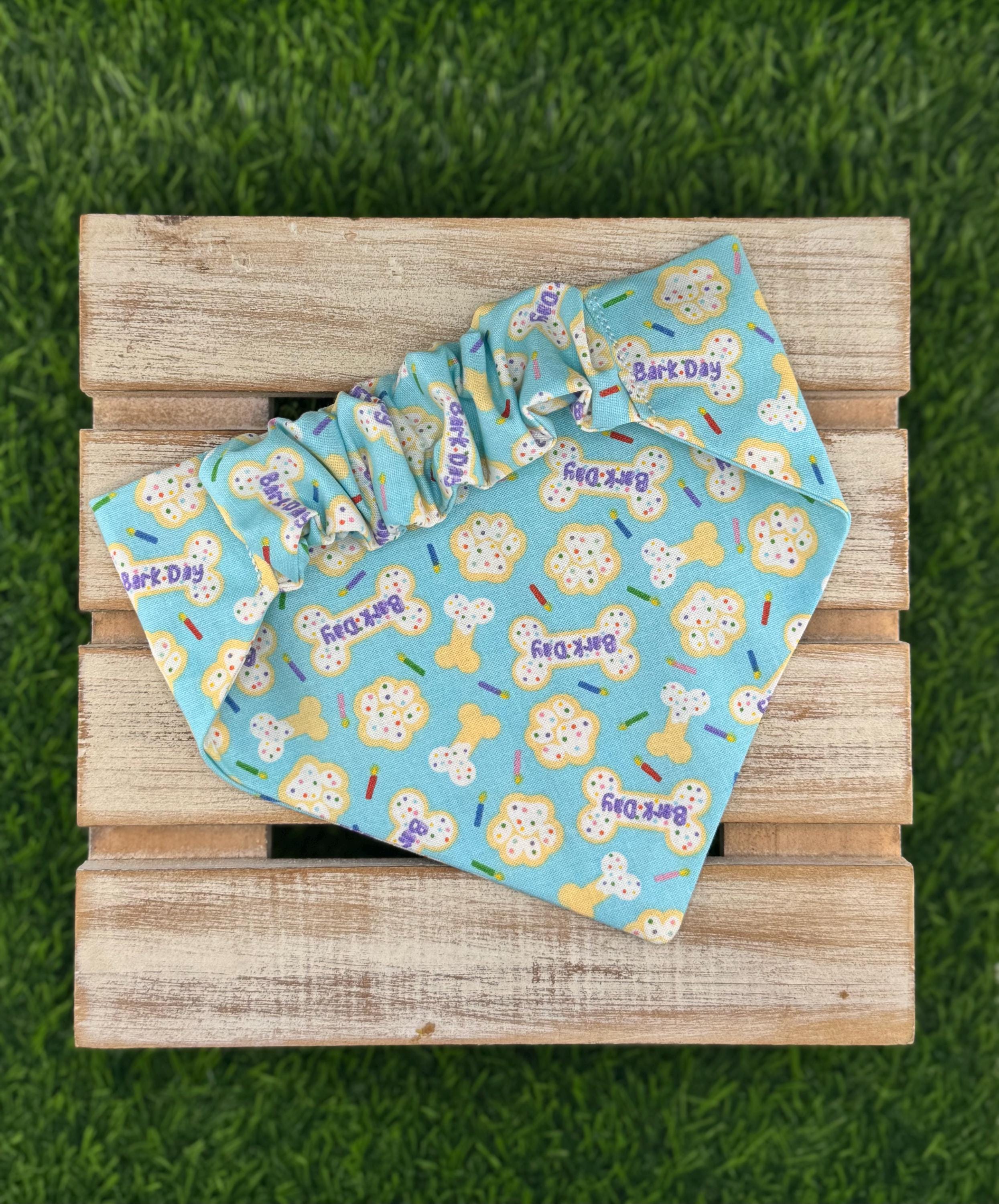Happy Barkday Scrunchie  Dog Bandana
