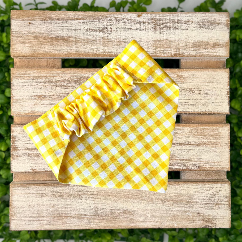 Yellow Gingham Scrunchie Dog Bandana