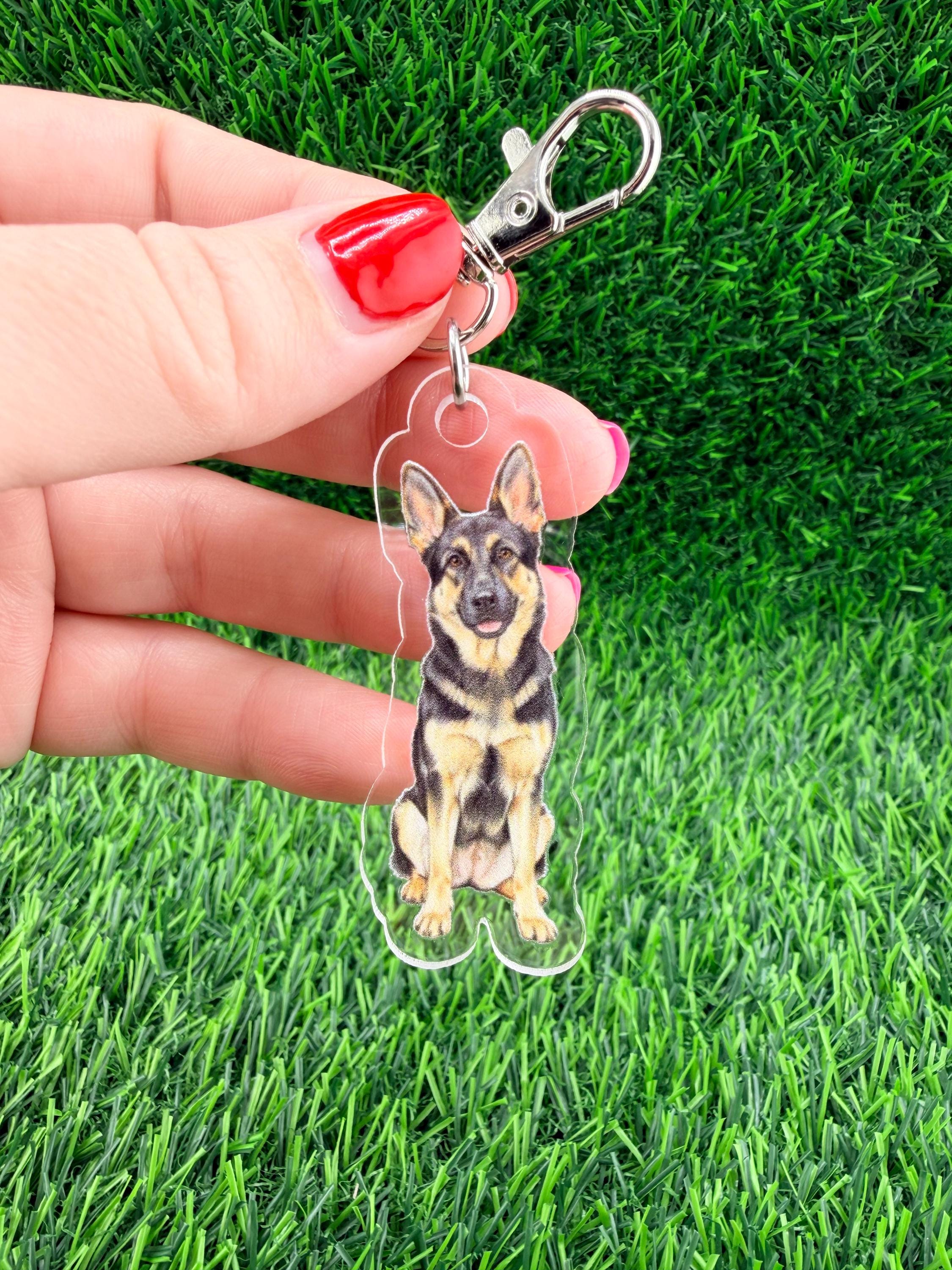German Shepherd Black and Tan Dog Keychain