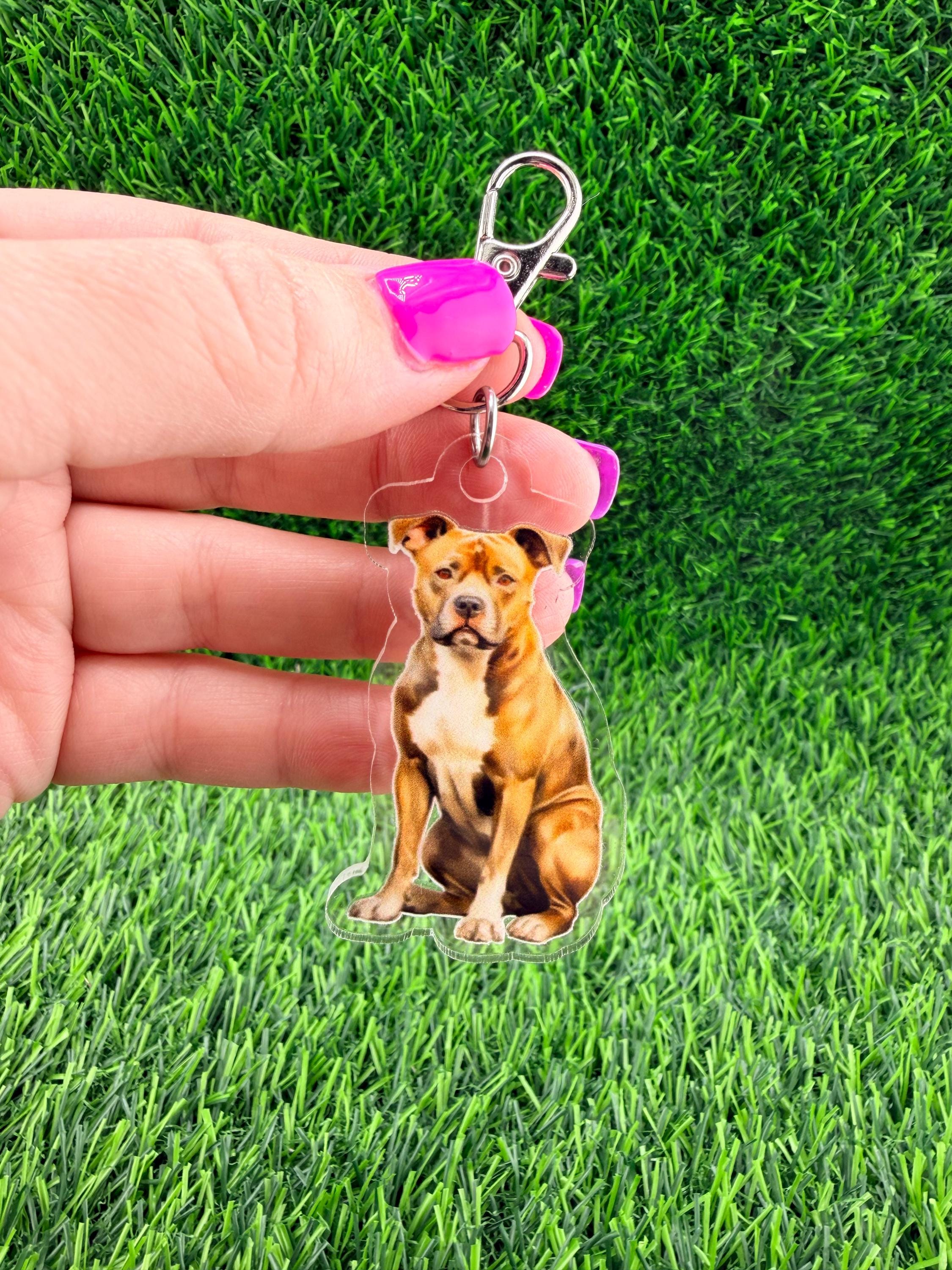 American Staffy Staffordshire Dog Keychain