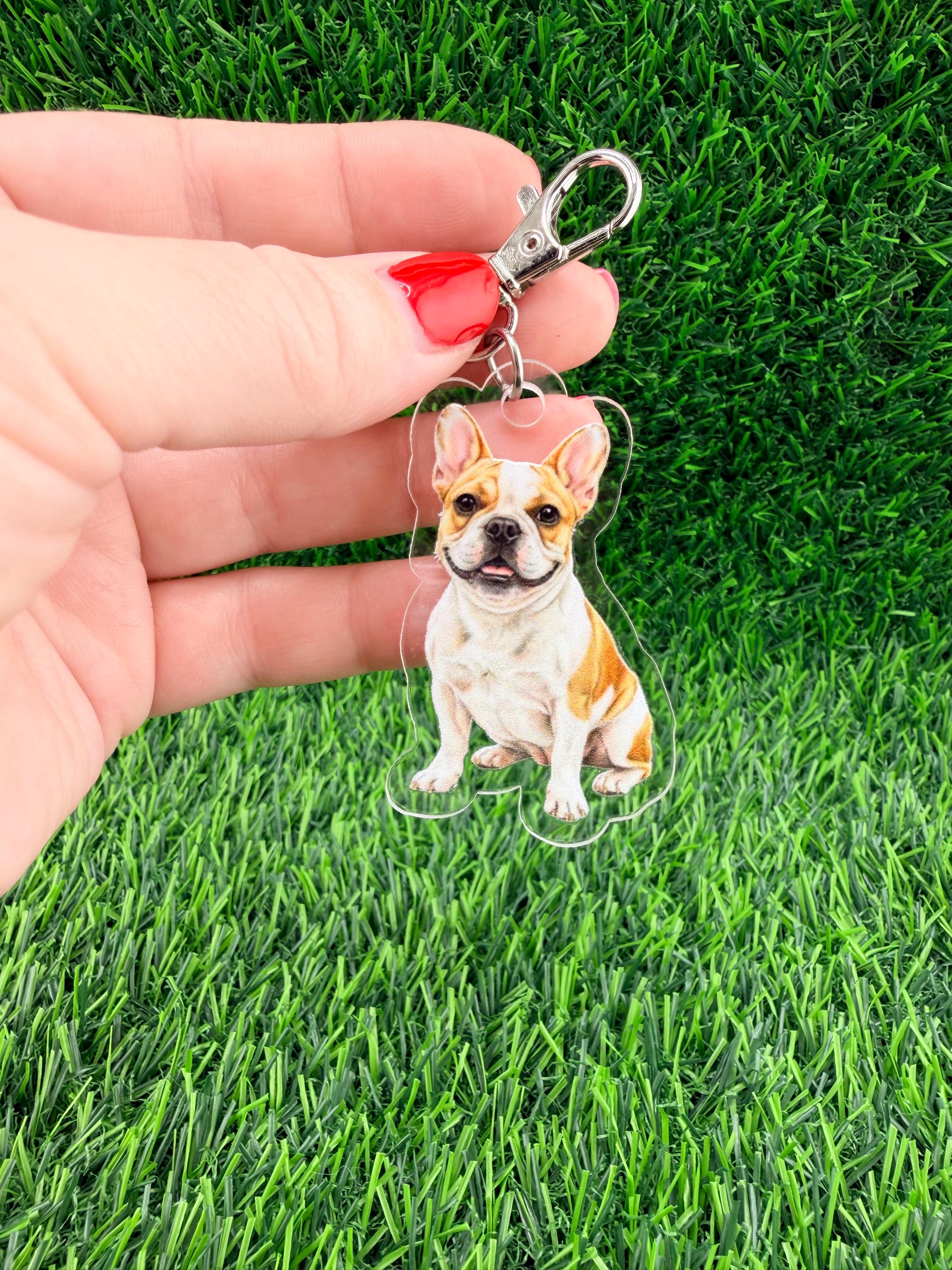 Frenchie Fawn Pied French Bulldog Keychain