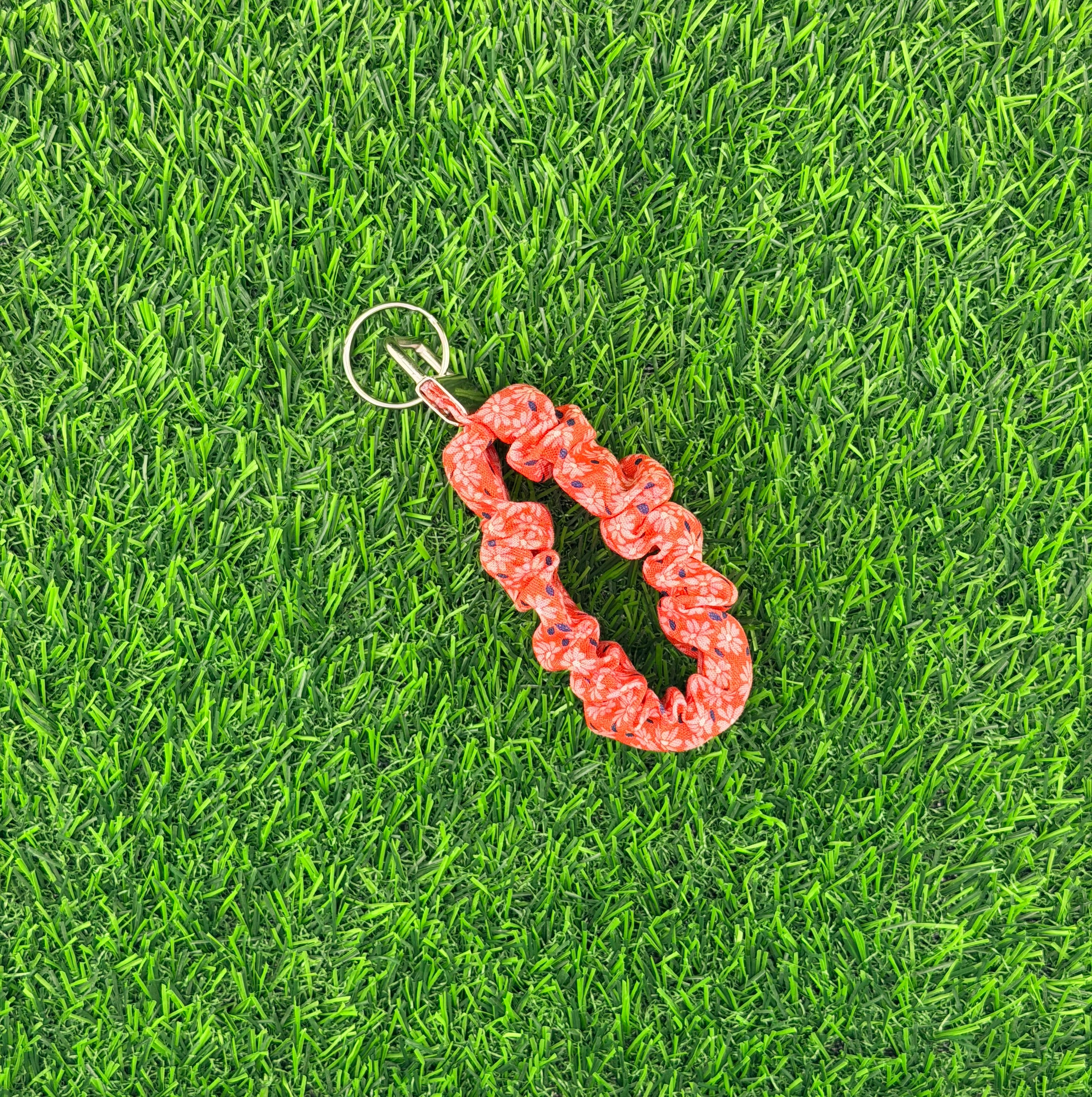 Ditsy Coral Scrunchie Wristlet