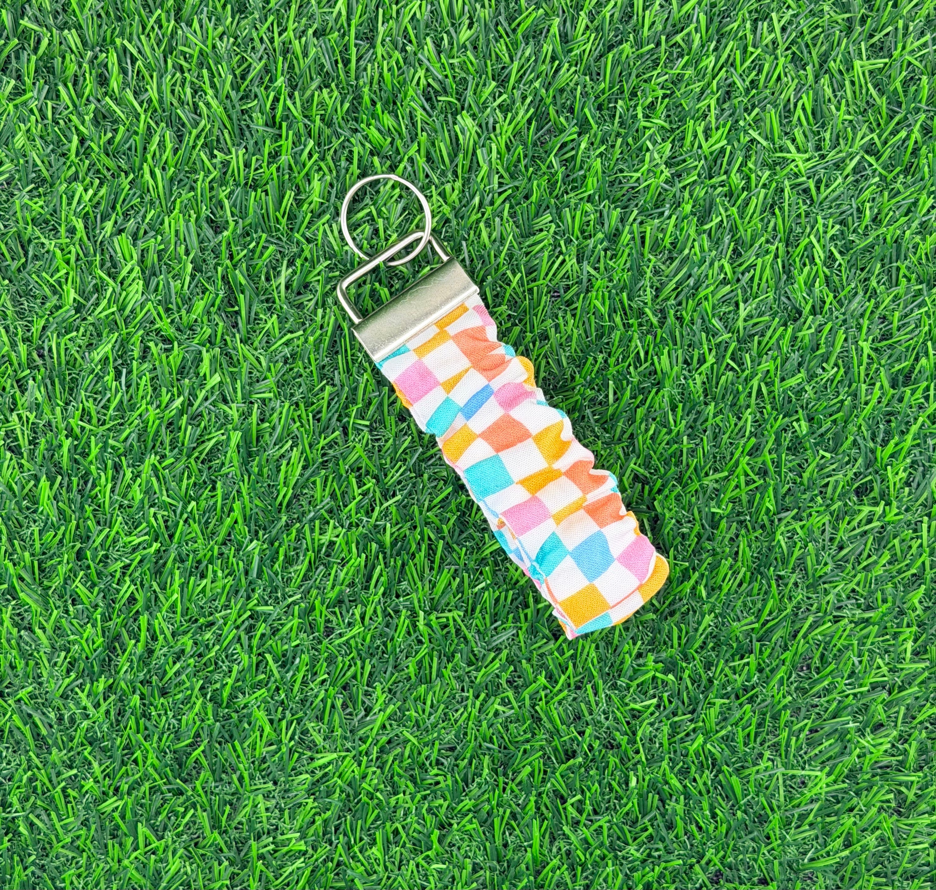 Retro Check Scrunchie Wristlet