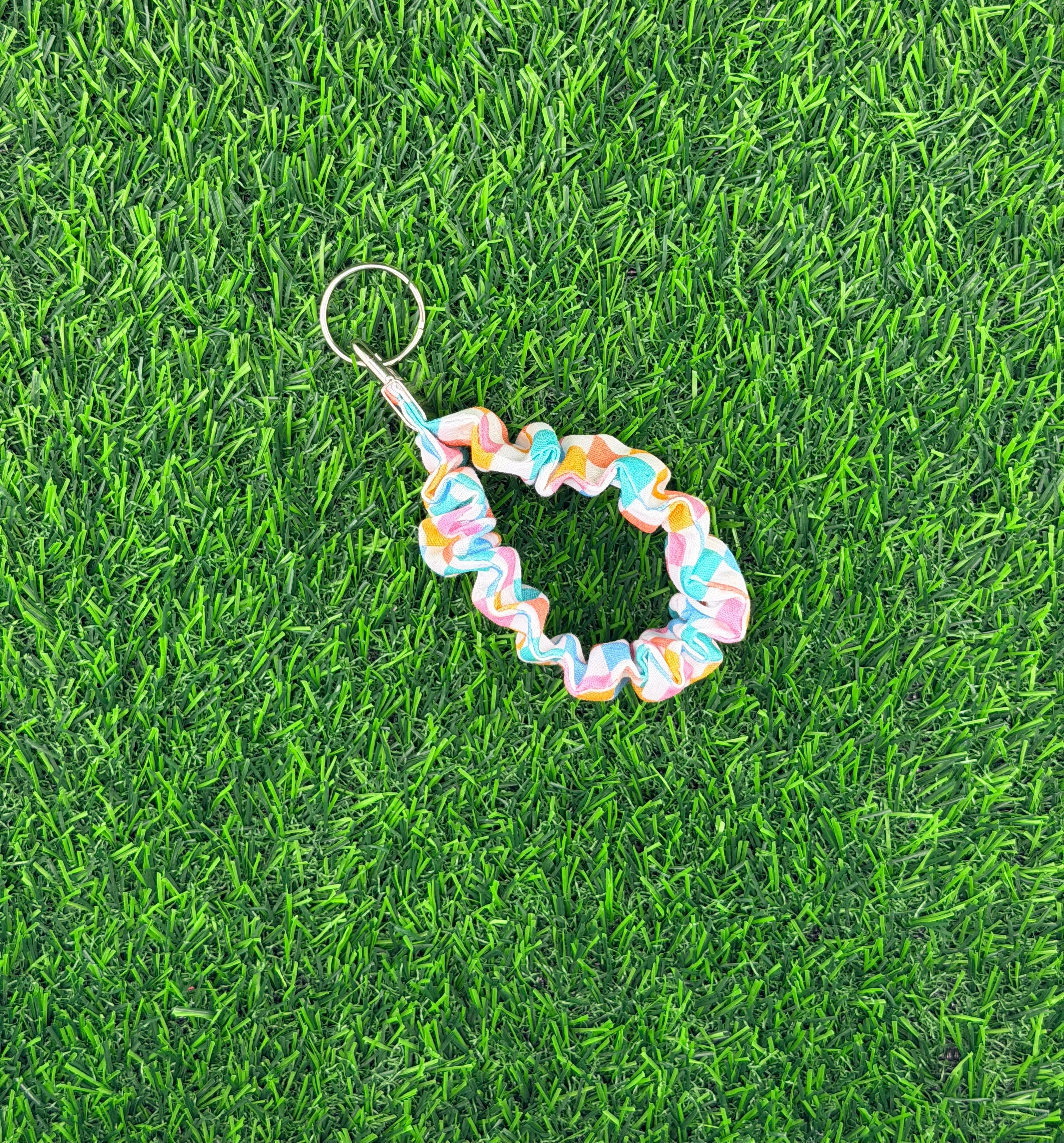 Retro Check Scrunchie Wristlet