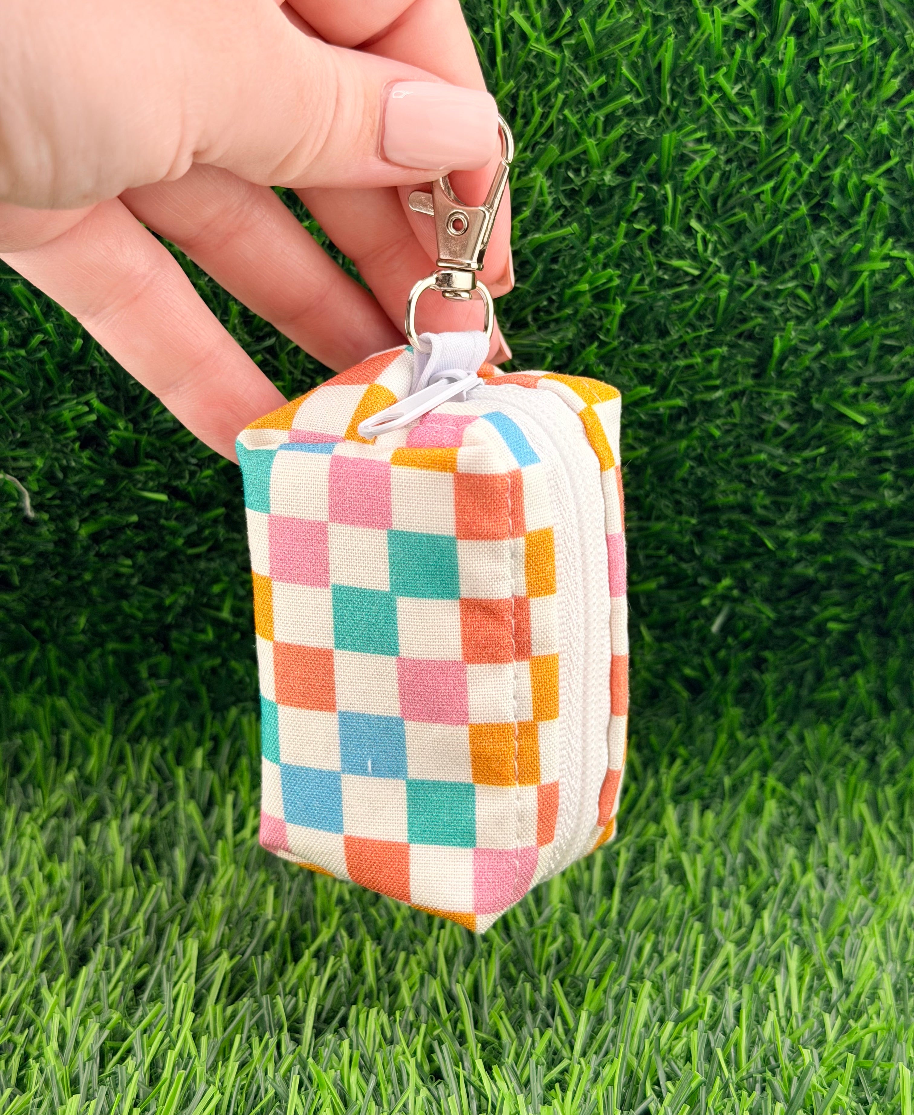 Retro Check Poop Bag Holder