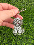 Cavapoo Blue Merle Keychain