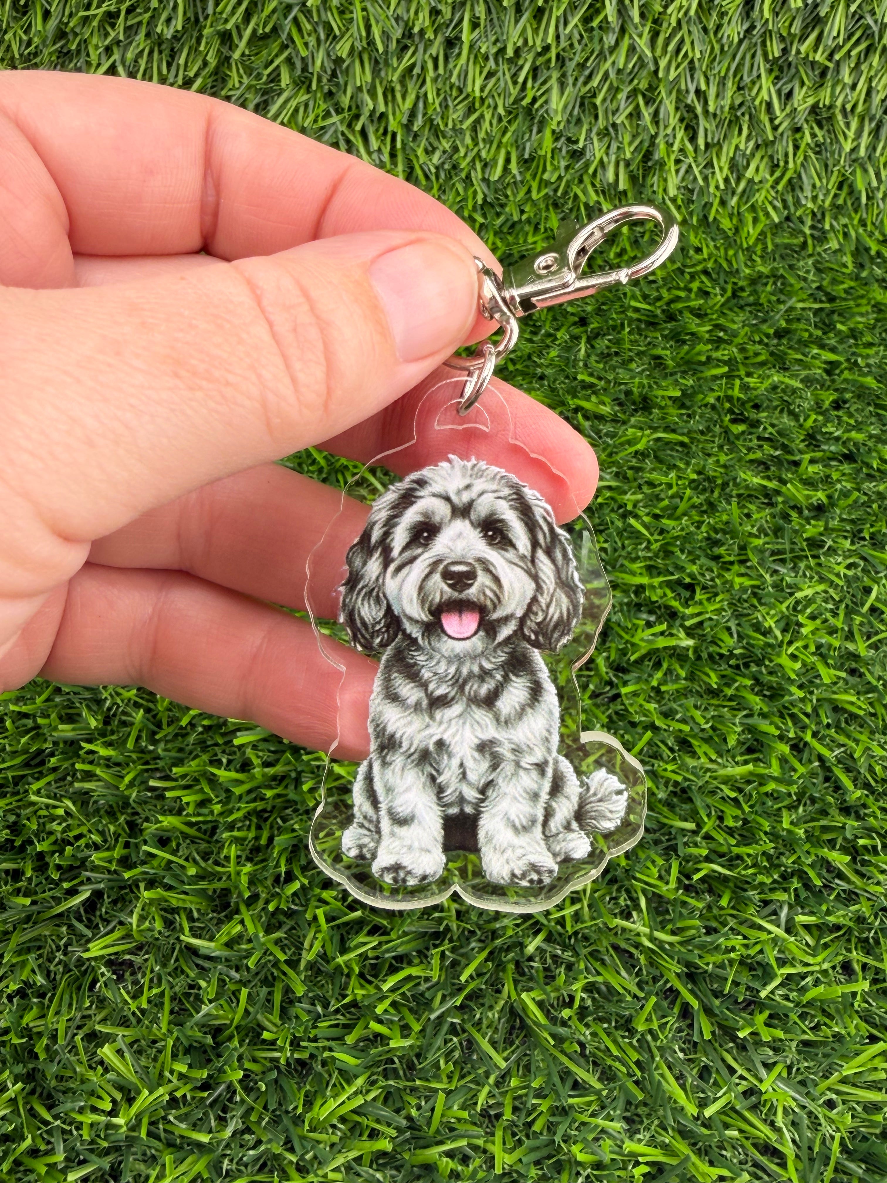 Cavapoo Blue Merle Keychain