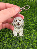 Cavapoo Silver Keychain