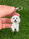 Cavapoo White Keychain