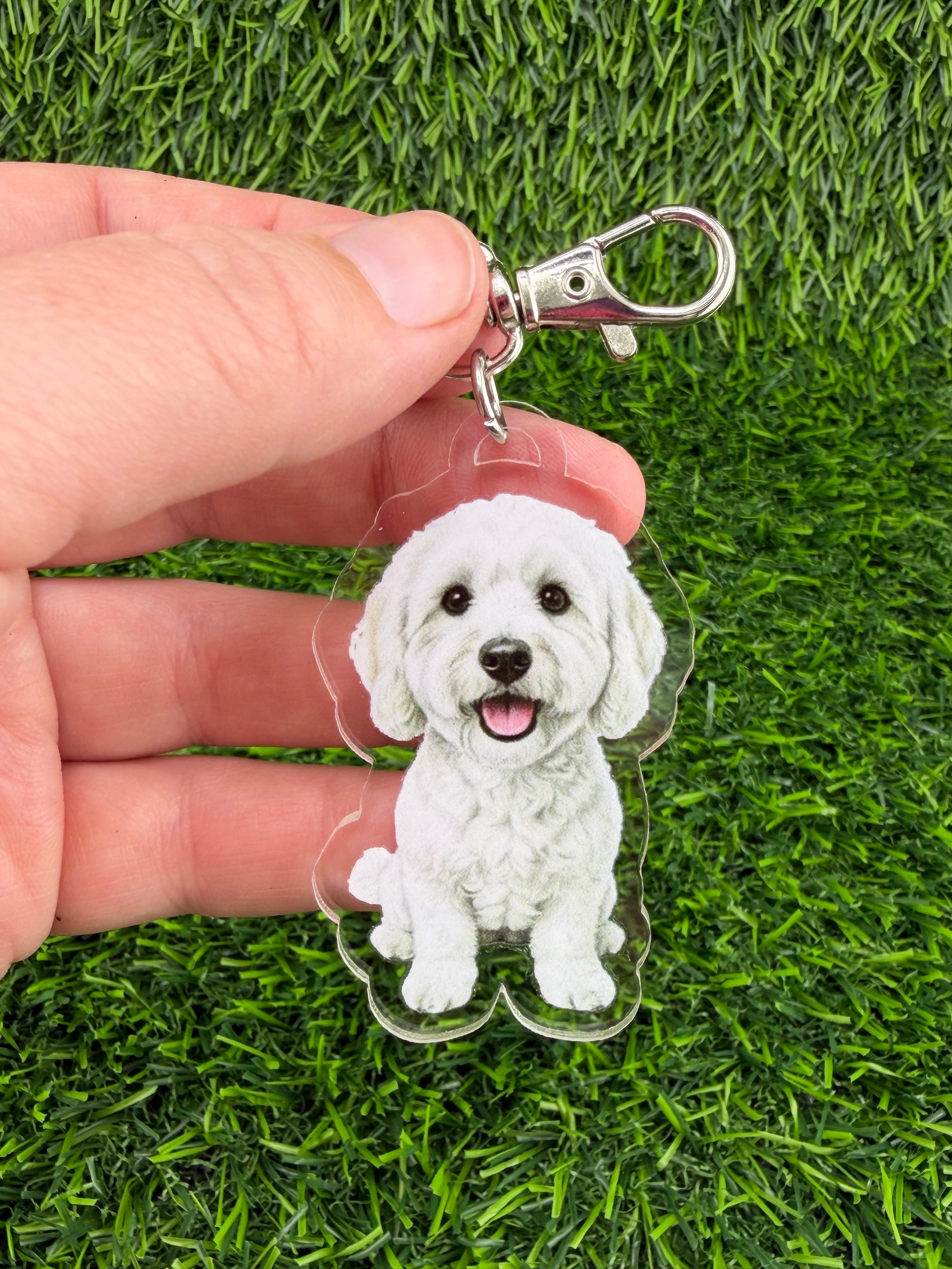 Cavapoo White Keychain