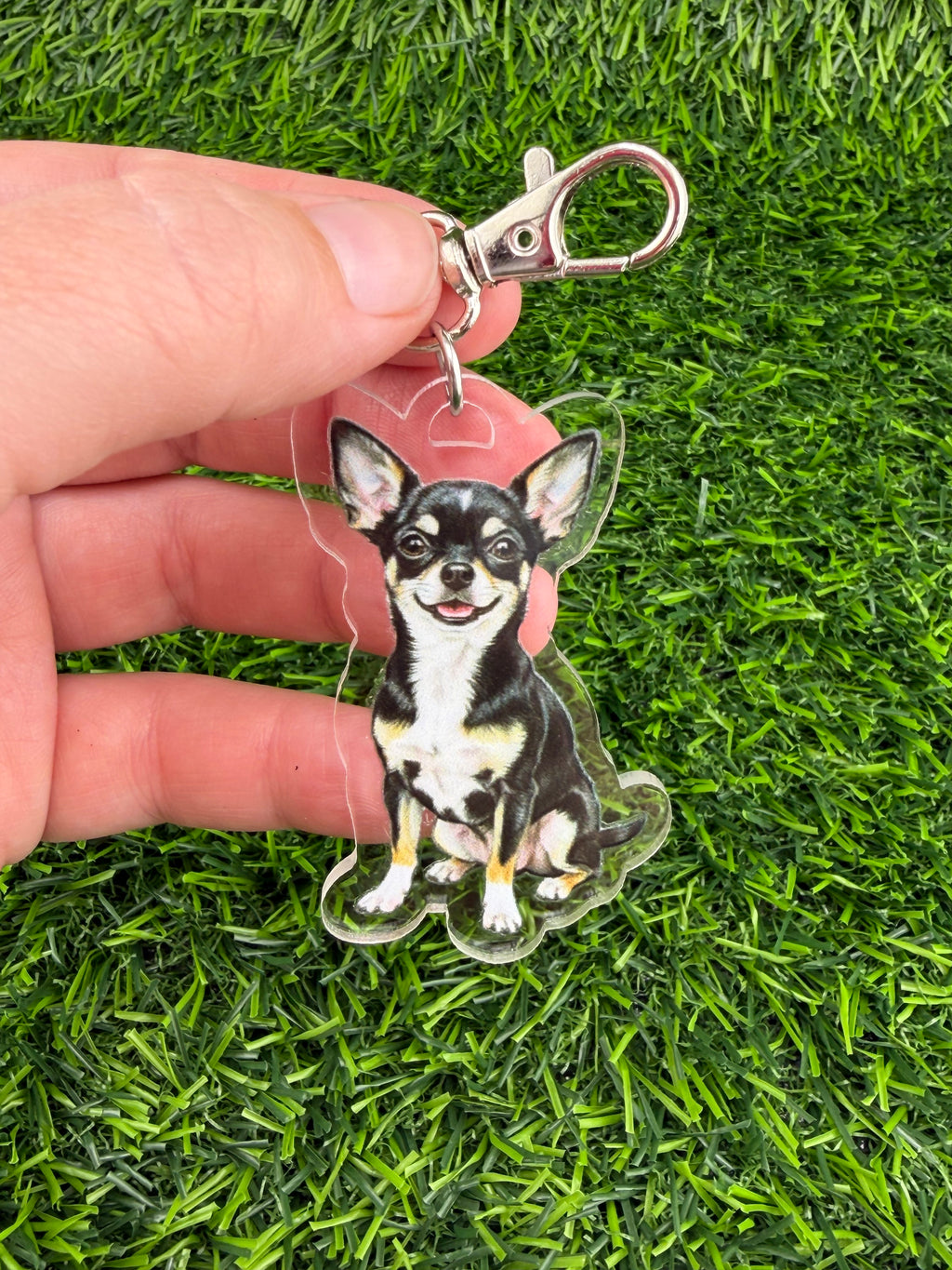 Chihuahua Black and White Keychain
