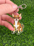 Chihuahua Brindle and White Keychain