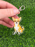 Chihuahua Fawn and White Keychain