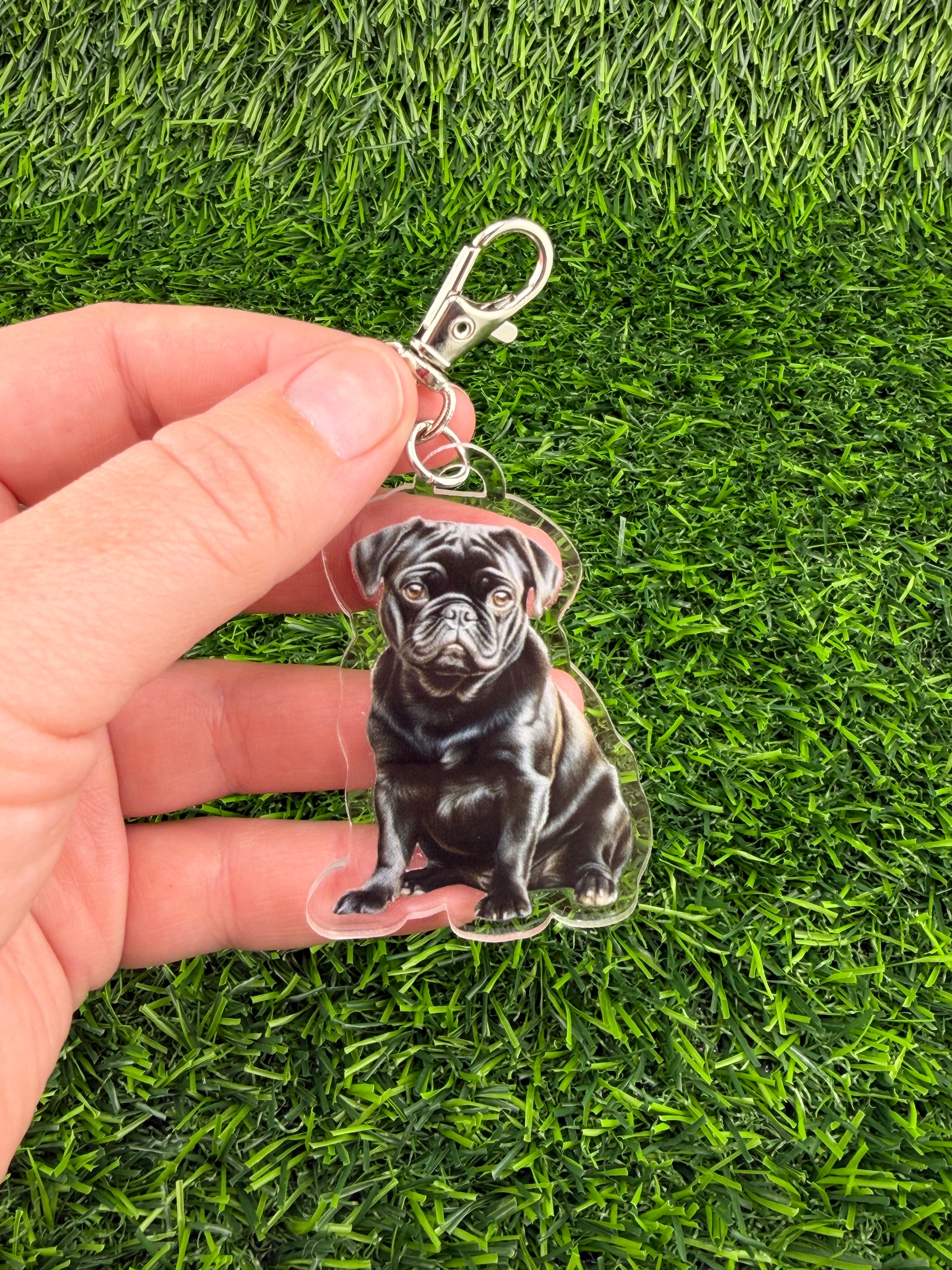 Pug Black Keychain