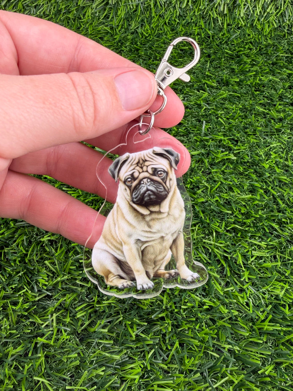 Pug Cream Tan Keychain