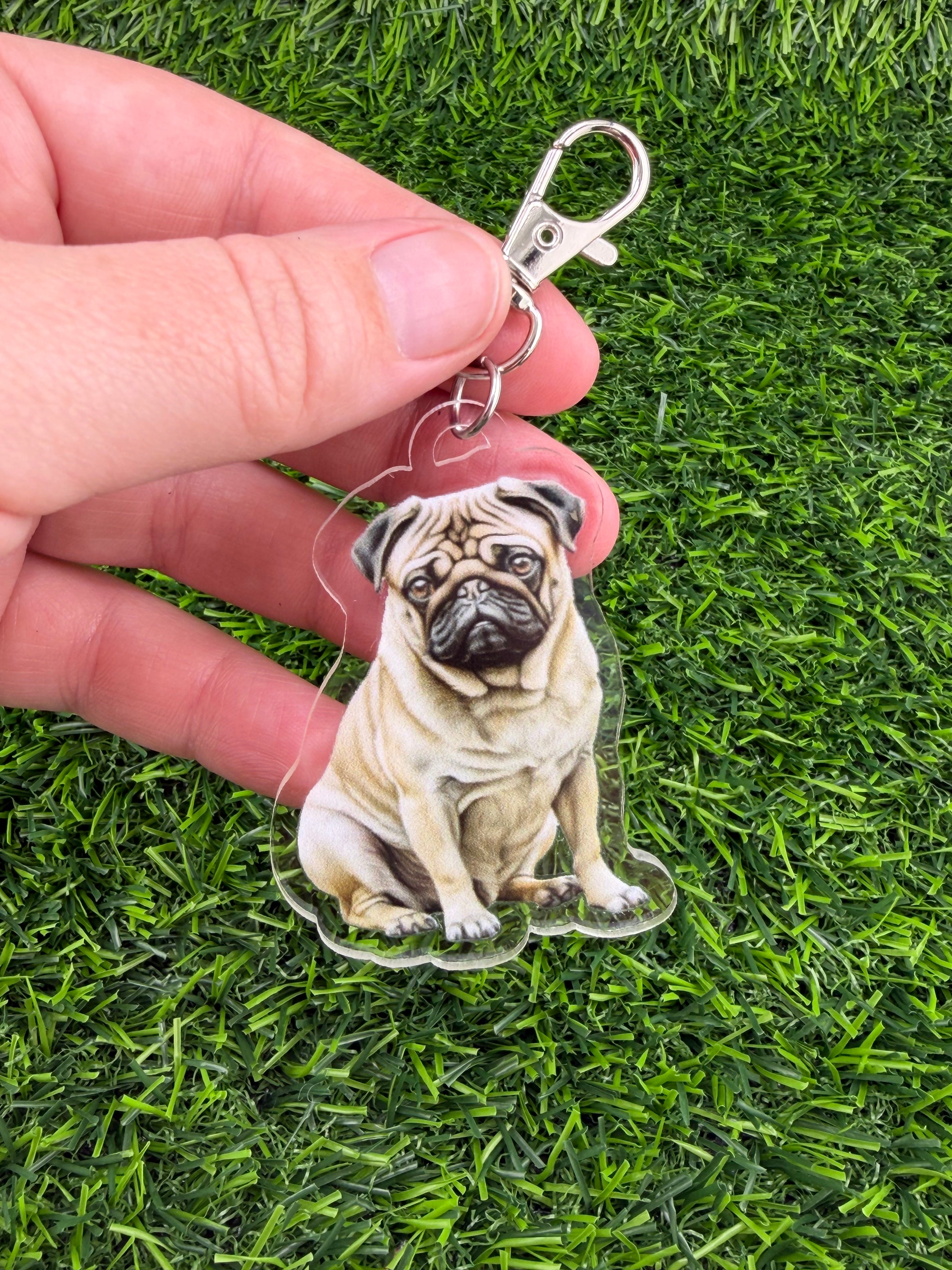Pug Cream Tan Keychain