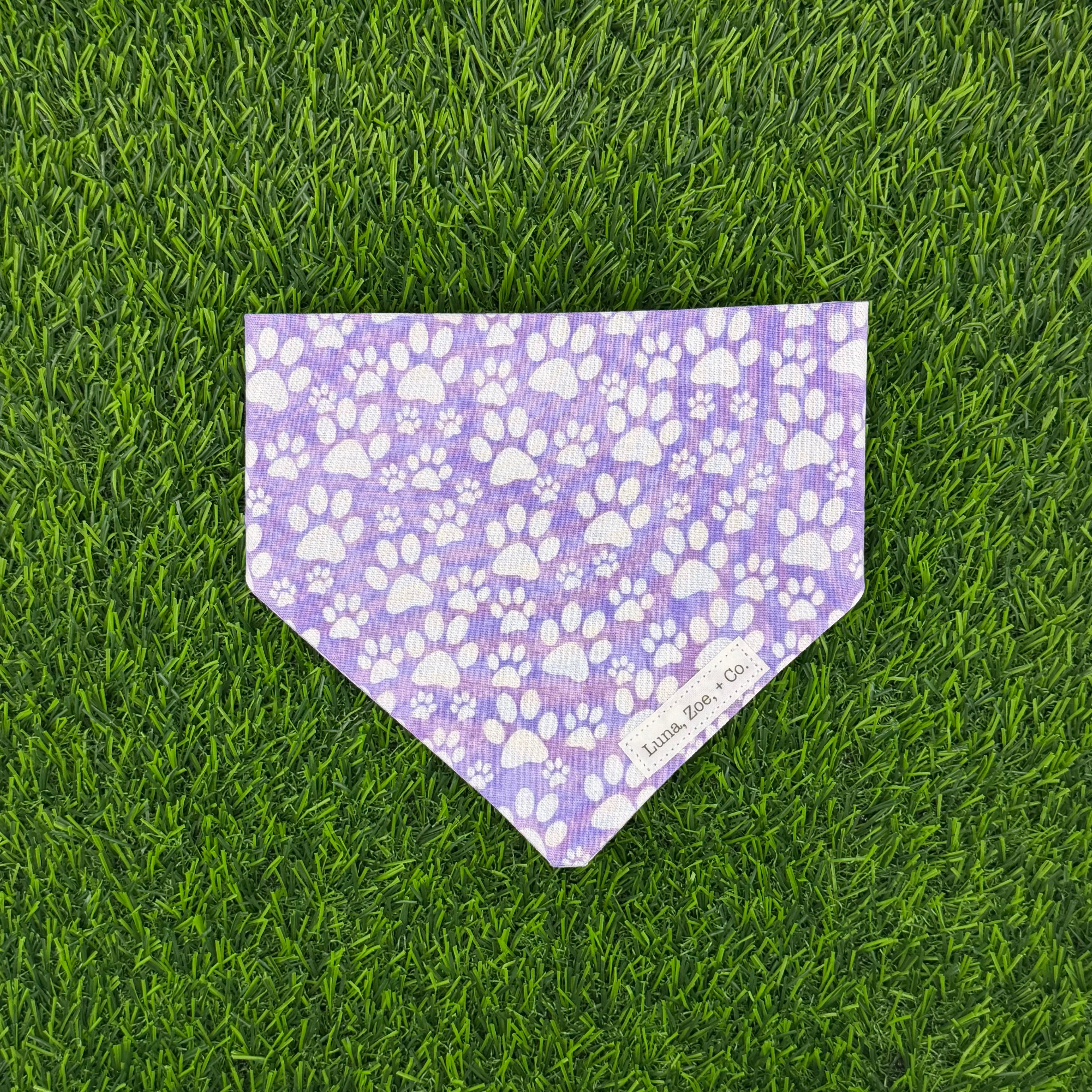 Purple Paw Scrunchie Bandana